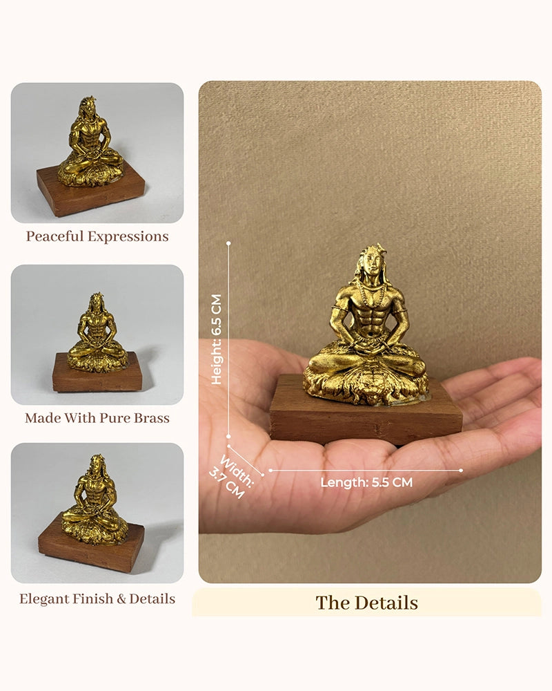 100 % Pure Brass Aadiyogi Lord Shiva Idol For Car Dashboard