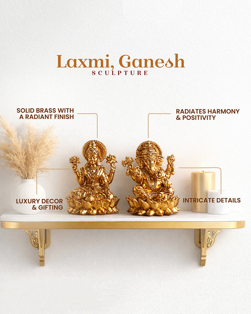 Pure Brass Laxmi Ganesh Idol Set Religious God Idol for Home Decor