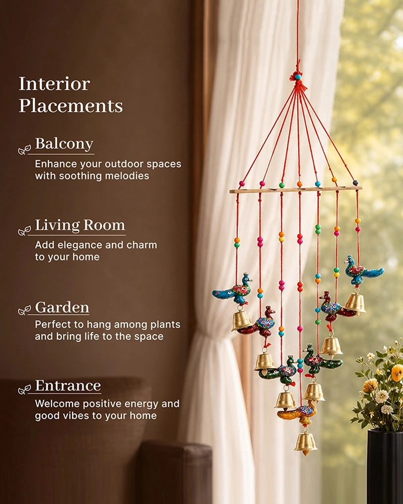 Handcrafted Peacock Wind Chime for Door, Balcony & Wall Decoration