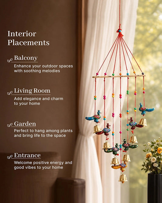 Handcrafted Peacock Wind Chime for Door, Balcony & Wall Decoration
