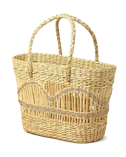 Handwoven Natural Tote for Shopping, Storage & Casual Carry