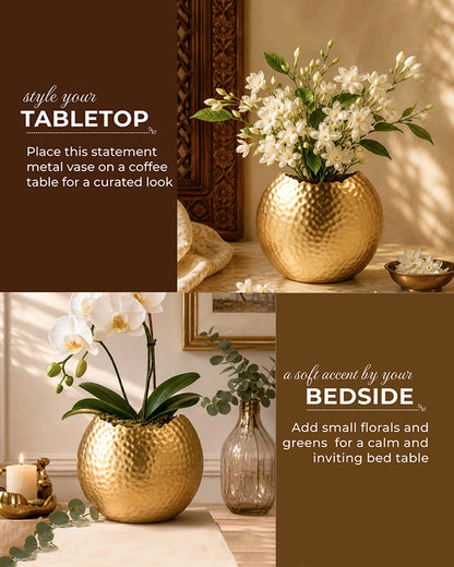 Metal Flower Vase for Fresh or Artificial Flowers and Home Decoration