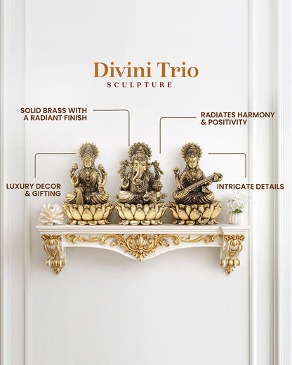 Pure Brass Laxmi Ganesh Sarasvati Idol Set for Home Pooja