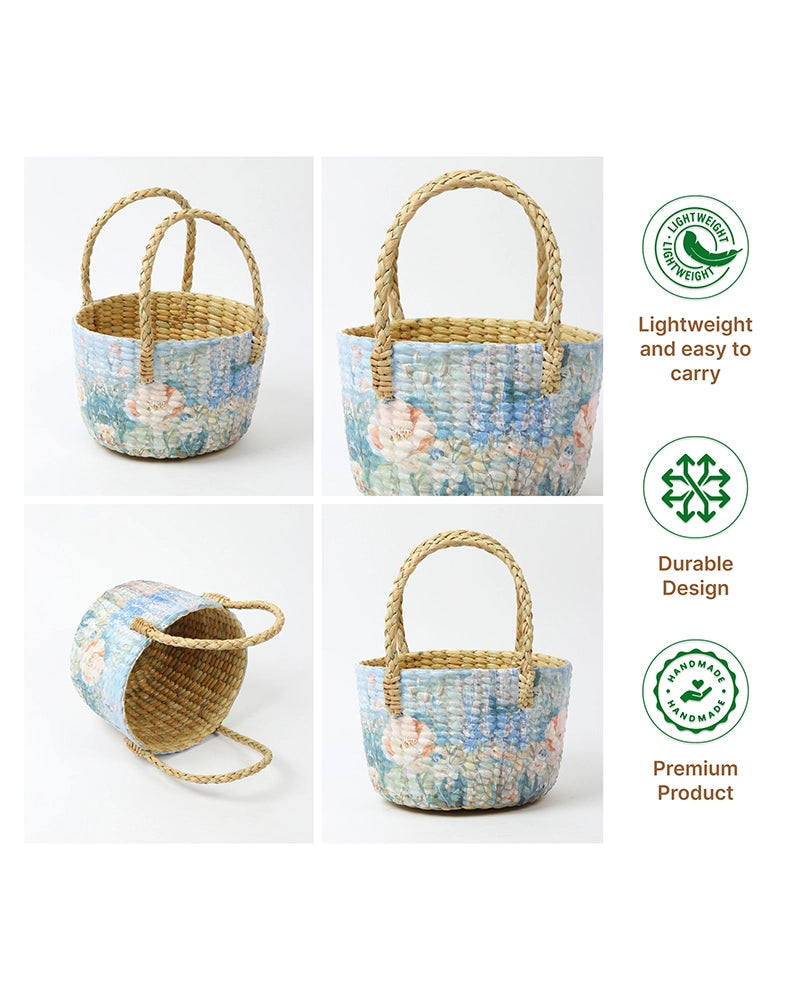 Eco-Friendly Seagrass Gift Basket for Fruits, Pooja, and Home Décor