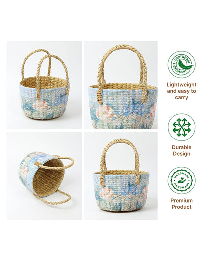 Eco-Friendly Seagrass Gift Basket for Fruits, Pooja, and Home Décor