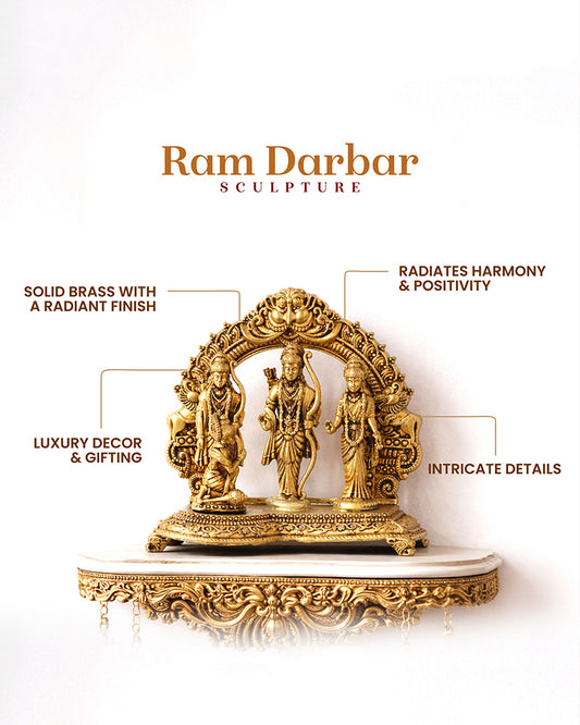 Traditional Brass Ram Darbar Idol for Spiritual Decor and Home Temple