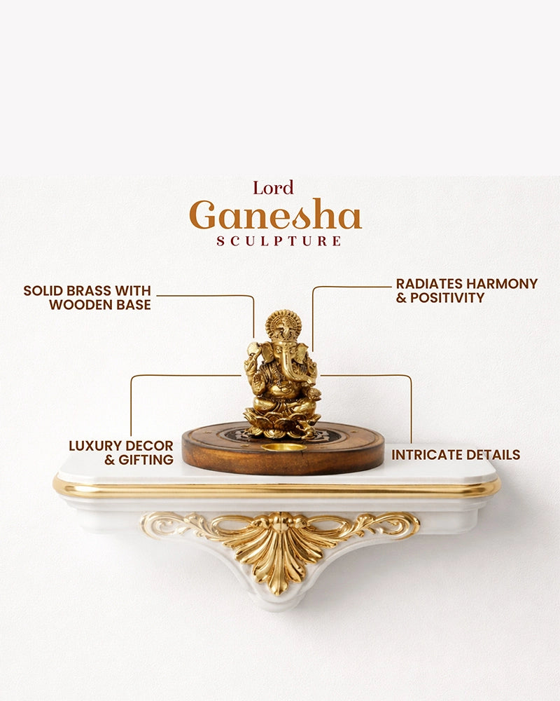Decorative Brass Lord Ganesha Statue for Daily Puja and Home Display