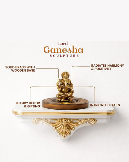 Decorative Brass Lord Ganesha Statue for Daily Puja and Home Display