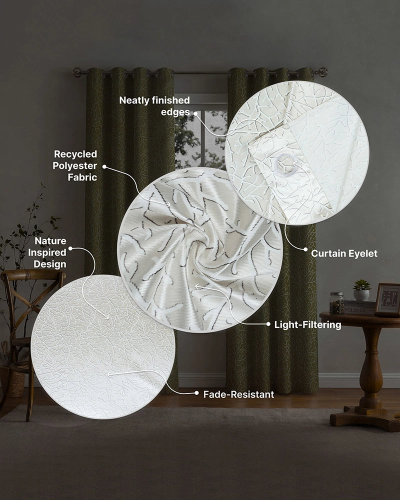 Designer Polyester Eyelet Door Curtain (Cream, 7 ft)