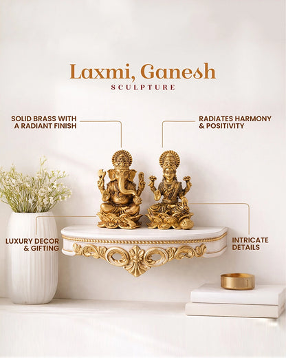 Pure Brass Laxmi Ganesh Idol Set Traditional Brass Pooja Idol