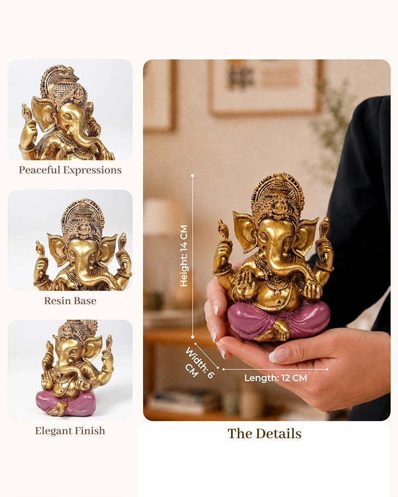Antique Finish Polyresin Ganesh Idol for Puja and Home Décor