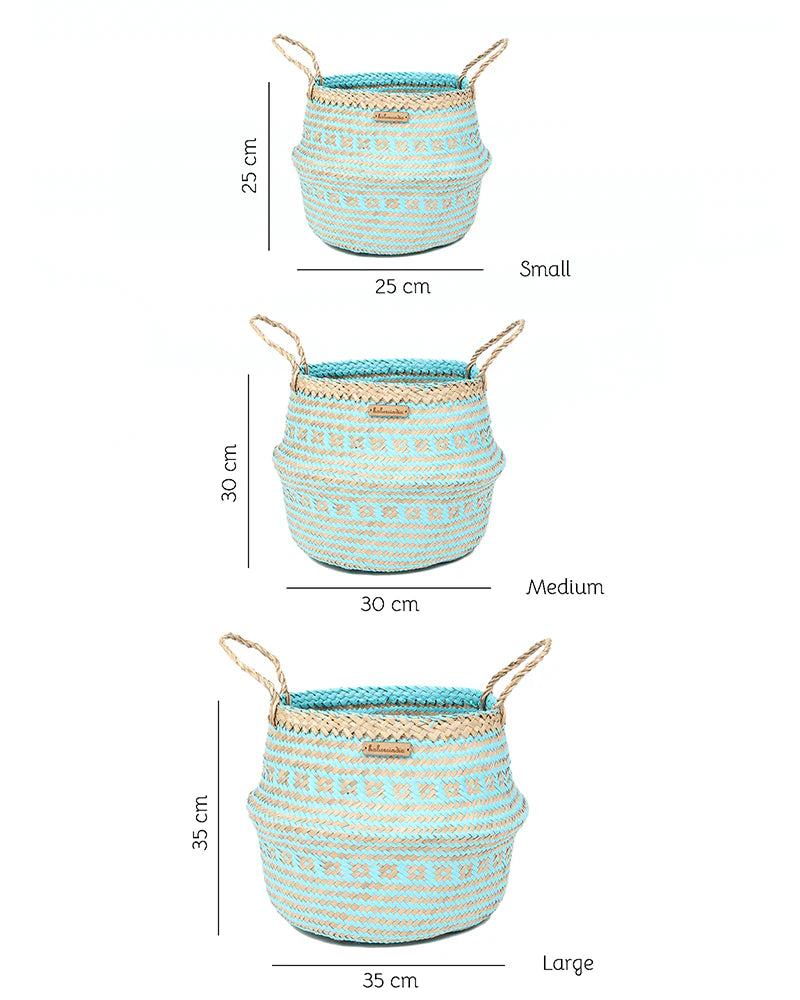 Set of 3 Rustic Belly Planter Basket for Boho-Inspired Interiors