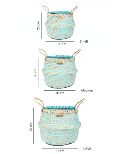 Set of 3 Rustic Belly Planter Basket for Boho-Inspired Interiors