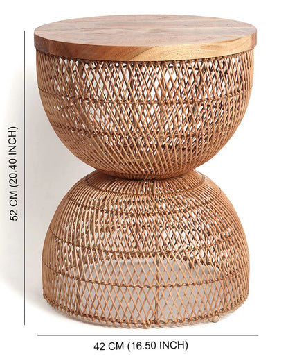 Brown Rattan Stool for Home Styling and Corner Display