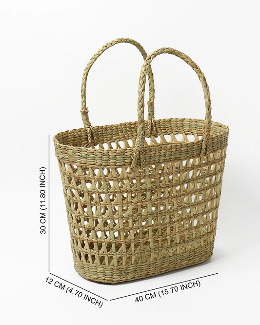 Handmade Seagrass Shopping Basket (Jali)