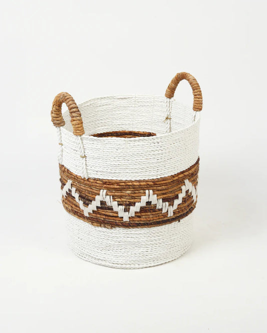 Rattan Laundry Basket with Handles for Clothes and Towel Storage