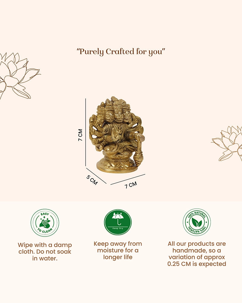 Pure Brass Panchmukhi Hanuman Ji Idol for Strength and Positive Energy