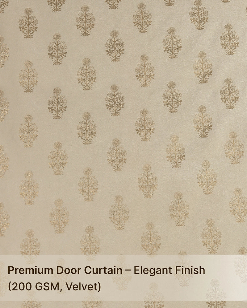 Elegant Velvet Eyelet Door Curtain (Cream, 7 ft)