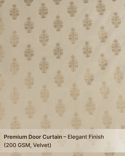 Elegant Velvet Eyelet Door Curtain (Cream, 7 ft)