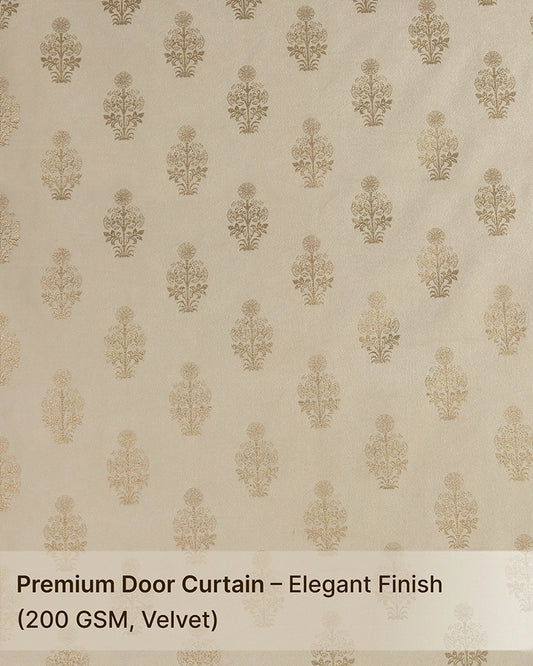 Elegant Velvet Eyelet Door Curtain (Cream, 7 ft)