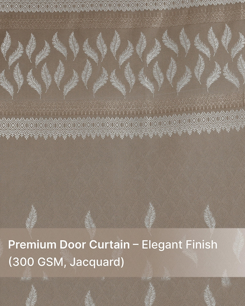 Jacquard Door Curtain with Eyelets (Beige, 7 ft)
