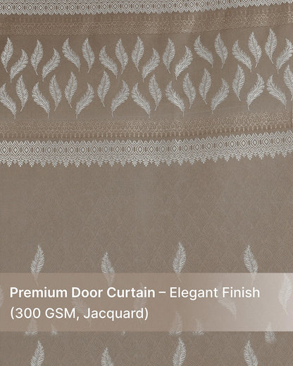 Jacquard Door Curtain with Eyelets (Beige, 7 ft)