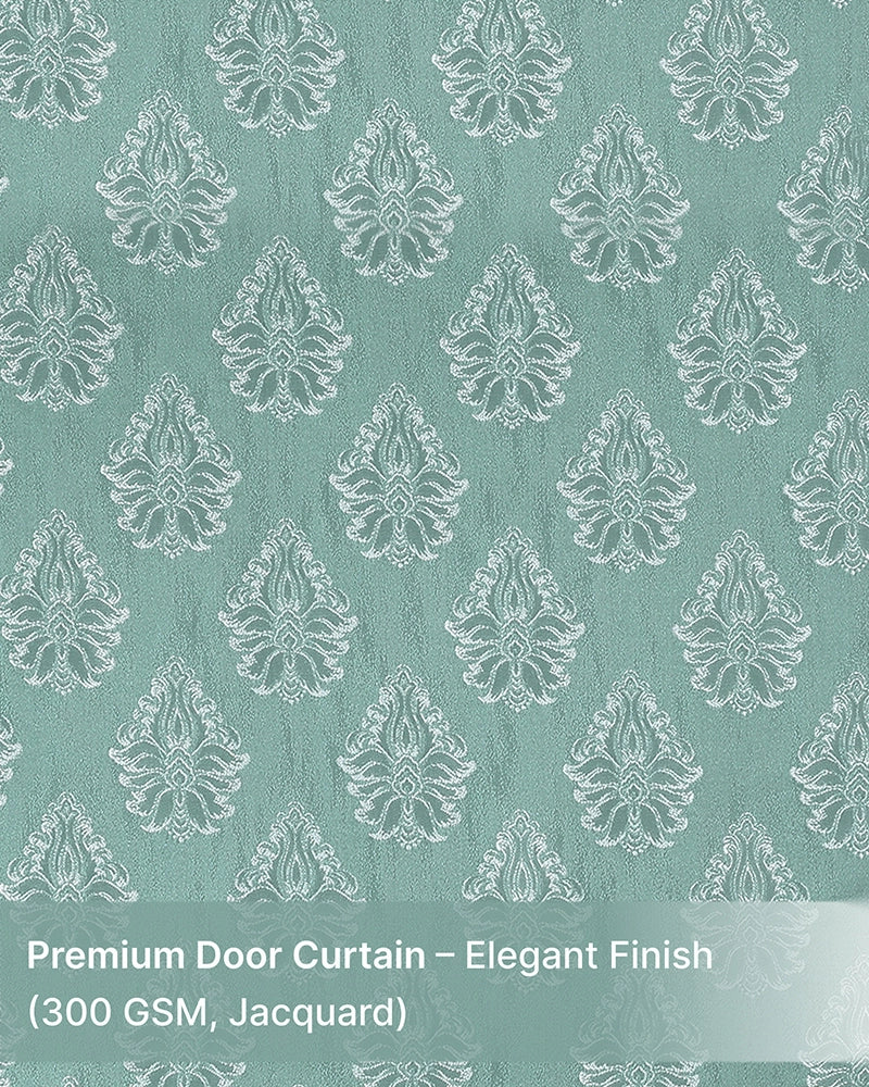 Modern Jacquard Door Curtain in Eyelet Style (Blue, 7 ft)