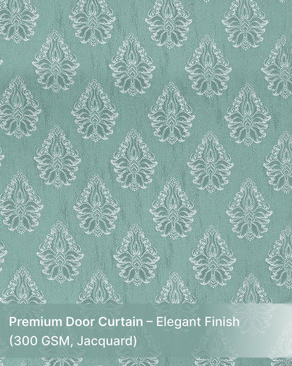 Modern Jacquard Door Curtain in Eyelet Style (Blue, 7 ft)