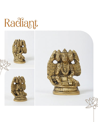 Pure Brass Panchmukhi Hanuman Ji Idol for Pooja and Home Decoration