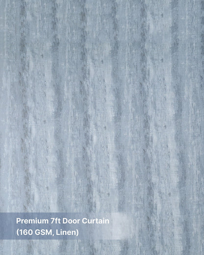 Designer Linen Door Curtain with Eyelet Header (Blue, 7 ft)