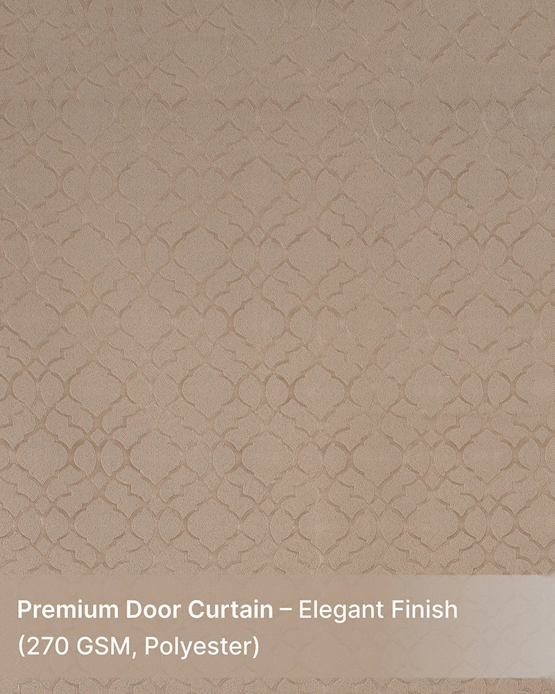 Textured Polyester Eyelet Curtain for Doors (Beige, 7 ft)