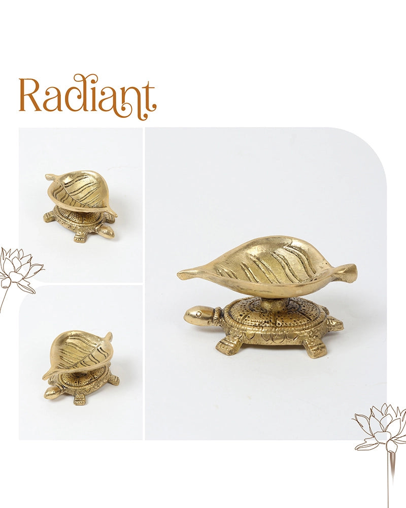 Decorative Brass Turtle Oil Lamp Diya for Puja and Festive Decor