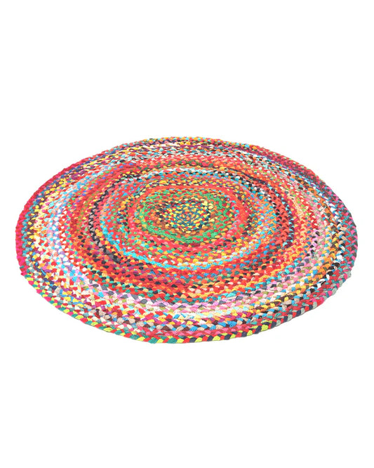 Rustic Multicolor Round Jute Carpet For Bedroom
