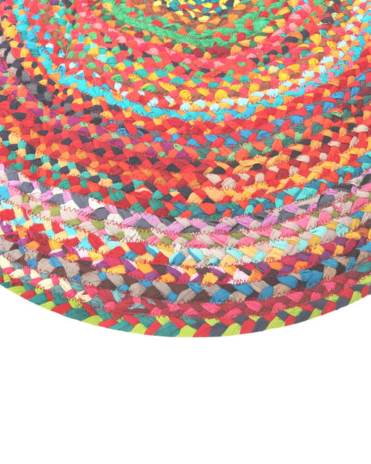 Rustic Multicolor Round Jute Carpet For Bedroom