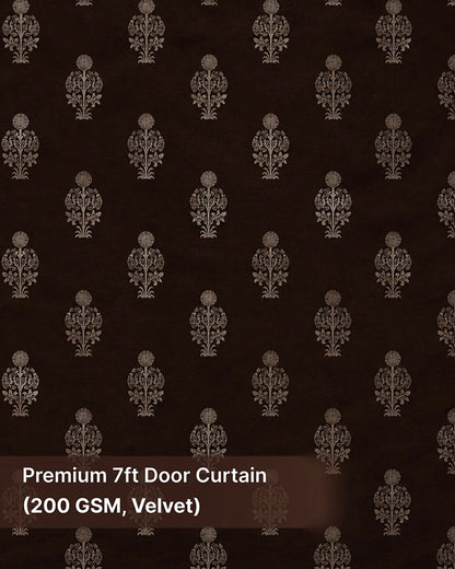 Decorative Velvet Door Curtain (Brown, 7 ft)