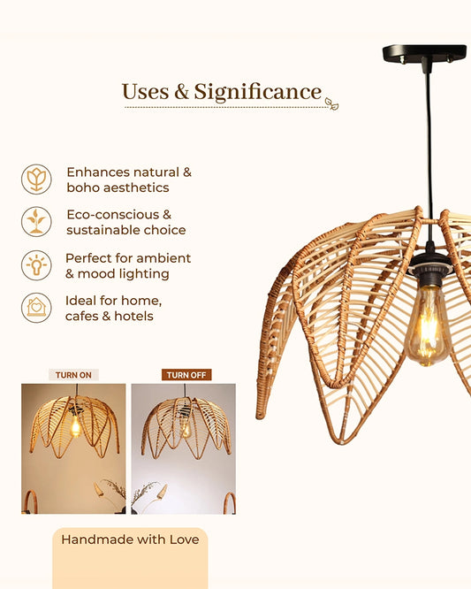 Artistic Rattan Ceiling Light for Cafe and Restaurant