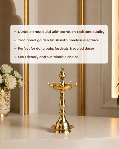 100% Pure Brass Kerala Samai Diya for Pooja Room & Home Décor