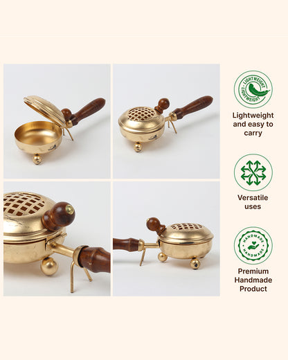 Traditional Metal Dhoopdani for Sambrani Loban and Pooja Needs