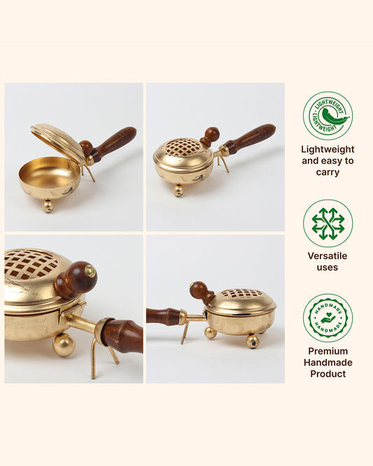 Traditional Metal Dhoopdani for Sambrani Loban and Pooja Needs