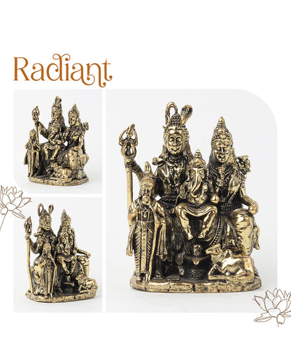 Traditional Lord Shiva Parivar Brass Showpiece for Pooja Needs and Gifting