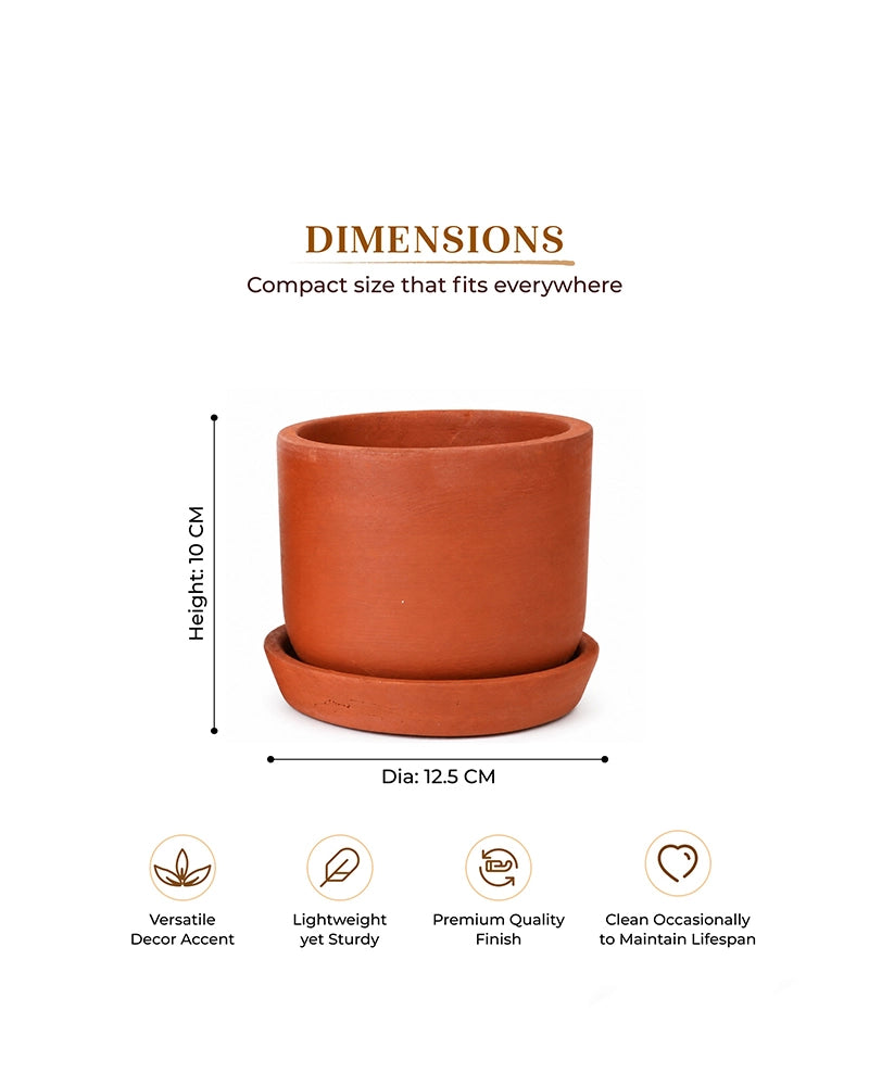 Terracotta Plant Pot with Tray for Gardening, Home Décor, Set of 3