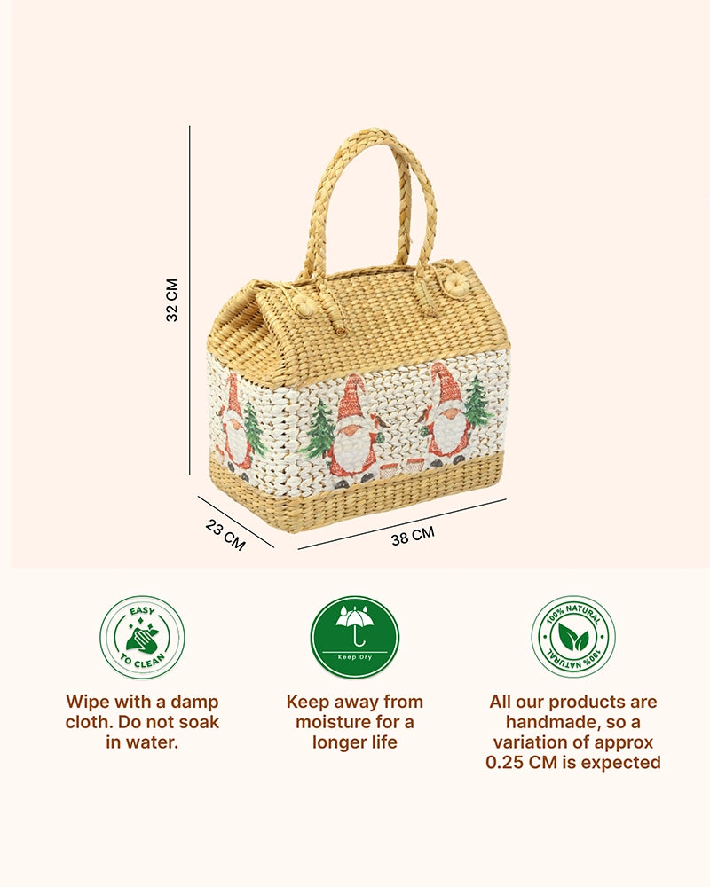 Handwoven Seagrass Picnic Basket for Outdoor and Family Gatherings