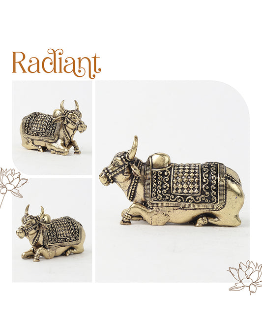 Elegant Nandi Brass Idol for Festivals, Home Temple, and Spiritual Spaces