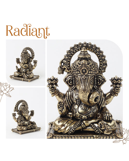 Pure Brass Ganesha Idol for Prosperity, Blessings, and Home Temple