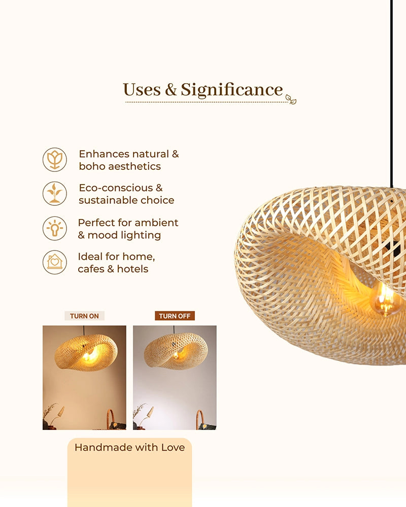 Rustic Bamboo Hanging Lamp for Home Decor and Hall