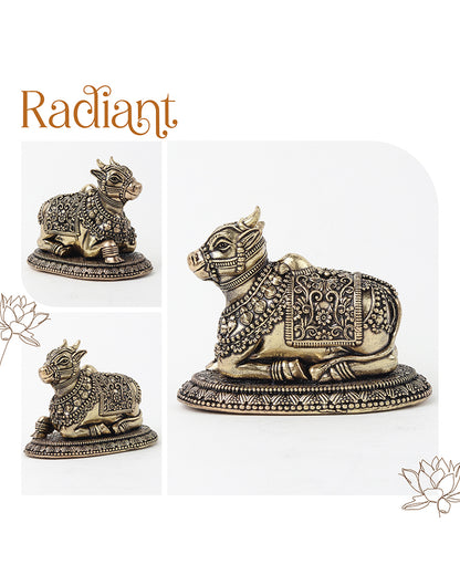 Elegant Pure Brass Nandi Idol for Worship, Blessings, and Home Decor