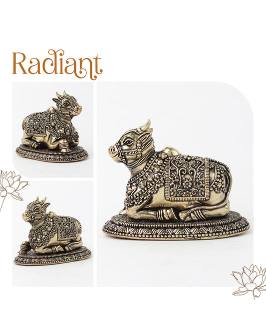 Elegant Pure Brass Nandi Idol for Worship, Blessings, and Home Decor