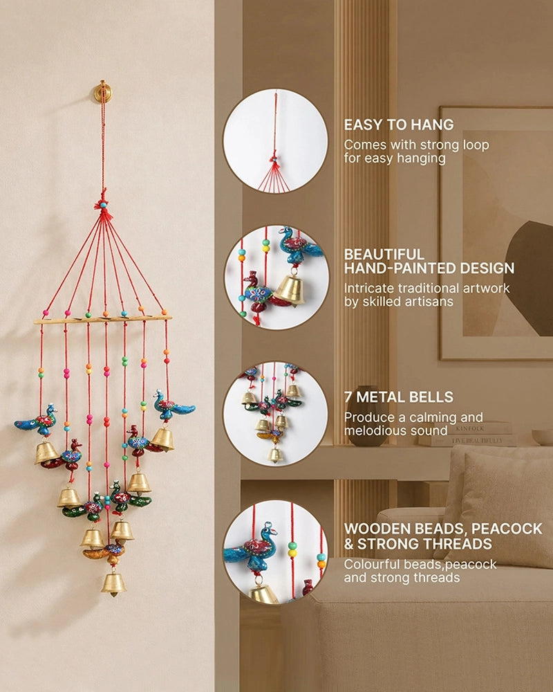Handcrafted Peacock Wind Chime for Door, Balcony & Wall Decoration