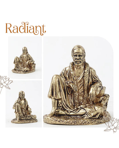 Elegant Sai Baba Idol Brass Figurine for Pooja Needs and Altars