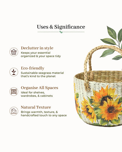 Decorative Seagrass Fruit Hamper Basket for Home and Table Display